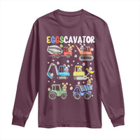 Easter Eggs-Cavator Long Sleeve Shirt Bunny Excavator Construction Trucks
