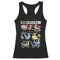 Easter Eggs-Cavator Racerback Tank Top Bunny Excavator Construction Trucks