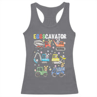 Easter Eggs-Cavator Racerback Tank Top Bunny Excavator Construction Trucks