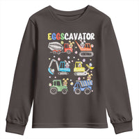 Easter Eggs-Cavator Youth Sweatshirt Bunny Excavator Construction Trucks