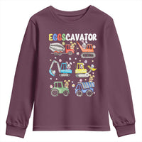 Easter Eggs-Cavator Youth Sweatshirt Bunny Excavator Construction Trucks