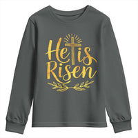He Is Risen Youth Sweatshirt Jesus Easter Religious Christians - Wonder Print Shop