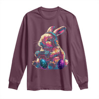 Gamer Rabbit Long Sleeve Shirt Cute Bunny Gaming Eggs Funny Video Games Easter - Wonder Print Shop