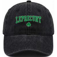 Leprecunt Shamrock Washed Cotton Baseball Cap St Patricks Day Funny Irish Adult Humor