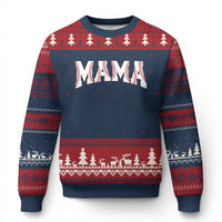 Baseball Mama Ugly Christmas Sweater Retro Varsity Baseball Season Mom Raising Ballers
