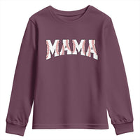 Baseball Mama Youth Sweatshirt Retro Varsity Baseball Season Mom Raising Ballers