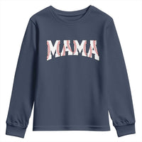 Baseball Mama Youth Sweatshirt Retro Varsity Baseball Season Mom Raising Ballers