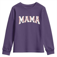 Baseball Mama Youth Sweatshirt Retro Varsity Baseball Season Mom Raising Ballers