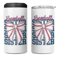Baseball Sister 4 in 1 Can Cooler Tumbler Coquette Bow Biggest Fan Sport Lovers Girl