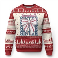 Baseball Sister Ugly Christmas Sweater Coquette Bow Biggest Fan Sport Lovers Girl