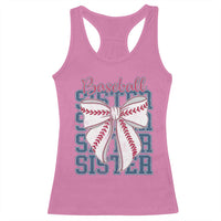 Baseball Sister Racerback Tank Top Coquette Bow Biggest Fan Sport Lovers Girl