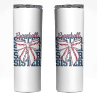 Baseball Sister Skinny Tumbler Coquette Bow Biggest Fan Sport Lovers Girl