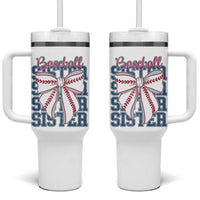 Baseball Sister Tumbler With Handle Coquette Bow Biggest Fan Sport Lovers Girl