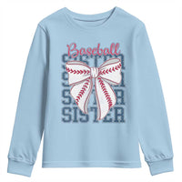 Baseball Sister Youth Sweatshirt Coquette Bow Biggest Fan Sport Lovers Girl