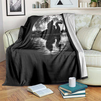 Funny Bigfoot Loch Ness Monster Throw Blanket Retro Sasquatch Nessie Funny Cryptid Moon