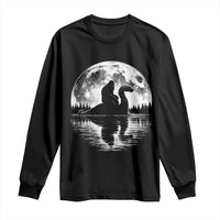 Funny Bigfoot Loch Ness Monster Long Sleeve Shirt Retro Sasquatch Nessie Funny Cryptid Moon