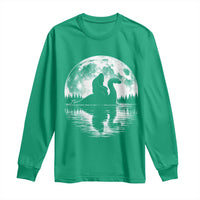 Funny Bigfoot Loch Ness Monster Long Sleeve Shirt Retro Sasquatch Nessie Funny Cryptid Moon