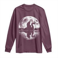 Funny Bigfoot Loch Ness Monster Long Sleeve Shirt Retro Sasquatch Nessie Funny Cryptid Moon