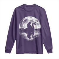 Funny Bigfoot Loch Ness Monster Long Sleeve Shirt Retro Sasquatch Nessie Funny Cryptid Moon