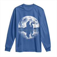Funny Bigfoot Loch Ness Monster Long Sleeve Shirt Retro Sasquatch Nessie Funny Cryptid Moon