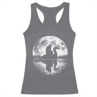 Funny Bigfoot Loch Ness Monster Racerback Tank Top Retro Sasquatch Nessie Funny Cryptid Moon