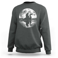 Funny Bigfoot Loch Ness Monster Sweatshirt Retro Sasquatch Nessie Funny Cryptid Moon