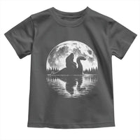 Funny Bigfoot Loch Ness Monster Toddler T Shirt Retro Sasquatch Nessie Funny Cryptid Moon