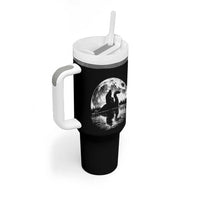 Funny Bigfoot Loch Ness Monster Tumbler With Handle Retro Sasquatch Nessie Funny Cryptid Moon