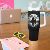Funny Bigfoot Loch Ness Monster Tumbler With Handle Retro Sasquatch Nessie Funny Cryptid Moon