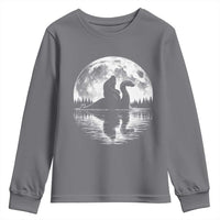 Funny Bigfoot Loch Ness Monster Youth Sweatshirt Retro Sasquatch Nessie Funny Cryptid Moon