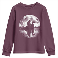 Funny Bigfoot Loch Ness Monster Youth Sweatshirt Retro Sasquatch Nessie Funny Cryptid Moon