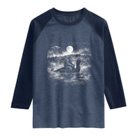Bigfoot Loch Ness Monster Raglan Shirt Funny Retro Sasquatch Nessie Funny Cryptid Vintage Graphic