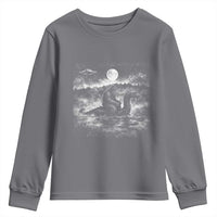 Bigfoot Loch Ness Monster Youth Sweatshirt Funny Retro Sasquatch Nessie Funny Cryptid Vintage Graphic