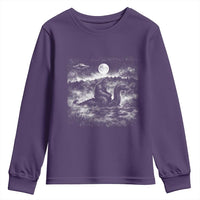 Bigfoot Loch Ness Monster Youth Sweatshirt Funny Retro Sasquatch Nessie Funny Cryptid Vintage Graphic