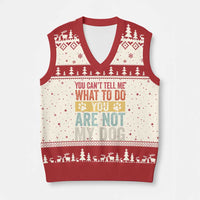 Retro Dog Lovers V-Neck Knit Sweater Vest You Cant Tell Me What To Do Youre Not My Dog Paw Print