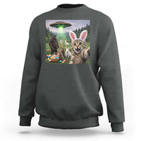 Funny Easter Day Sweatshirt Cat Selfie With Bunny Bigfoot UFO Bunny Egg