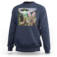 Funny Easter Day Sweatshirt Cat Selfie With Bunny Bigfoot UFO Bunny Egg
