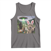 Funny Easter Day Tank Top Cat Selfie With Bunny Bigfoot UFO Bunny Egg