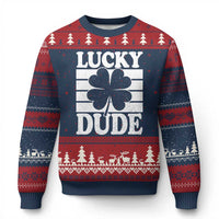 Funny Lucky Dude Ugly Christmas Sweater Irish Boys St Patricks Day