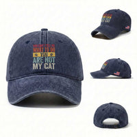 Retro Cat Lovers Washed Cotton Baseball Cap You Cant Tell Me What To Do Youre Not My Cat Paw Print