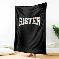 Baseball Sister Throw Blanket Retro Varsity Baseball Season Family