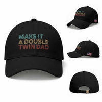 Retro Twin Dad Baseball Cap Make It A Double Funny Fathers Day