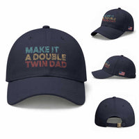Retro Twin Dad Baseball Cap Make It A Double Funny Fathers Day