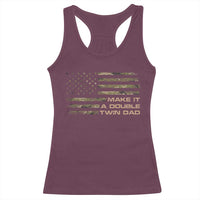 Twin Dad Racerback Tank Top Make It A Double Funny Fathers Day Camo American Flag