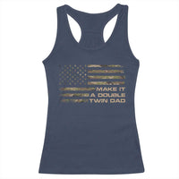 Twin Dad Racerback Tank Top Make It A Double Funny Fathers Day Camo American Flag
