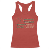Twin Dad Racerback Tank Top Make It A Double Funny Fathers Day Camo American Flag
