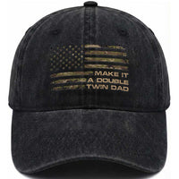 Twin Dad Washed Cotton Baseball Cap Make It A Double Funny Fathers Day Camo American Flag