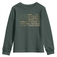 Twin Dad Youth Sweatshirt Make It A Double Funny Fathers Day Camo American Flag