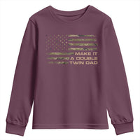 Twin Dad Youth Sweatshirt Make It A Double Funny Fathers Day Camo American Flag