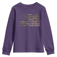 Twin Dad Youth Sweatshirt Make It A Double Funny Fathers Day Camo American Flag